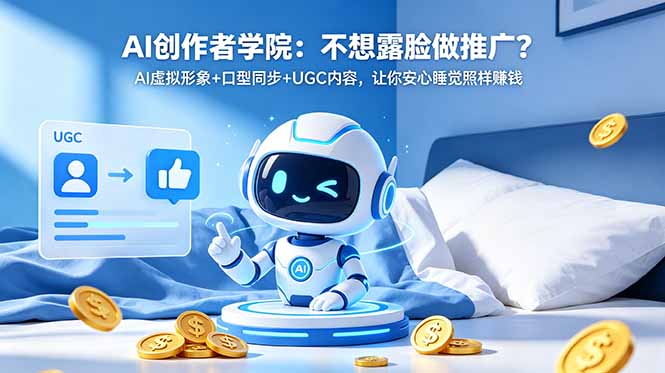 AI创作者学院：不想露脸做推广？AI虚拟形象+口型同步+UGC内容，让你安心睡觉照样赚钱-保成圈-山云人力,分享创业咨询_最新网络项目资源