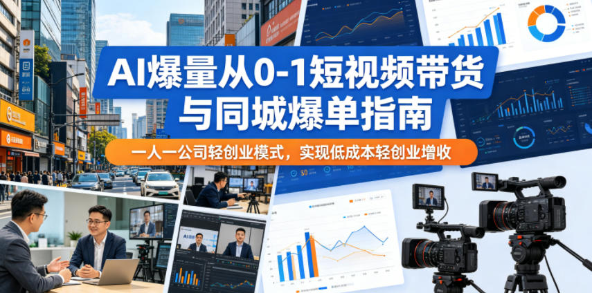 AI爆量从0-1短视频带货与同城爆单指南，一人一公司轻创业模式，实现低成本轻创业增收-保成圈-山云人力,分享创业咨询_最新网络项目资源