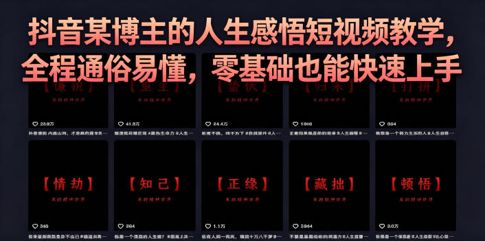 抖音某博主的灰太狼人生感悟短视频教学，全程通俗易懂，零基础也能快速上手-保成圈-山云人力,分享创业咨询_最新网络项目资源
