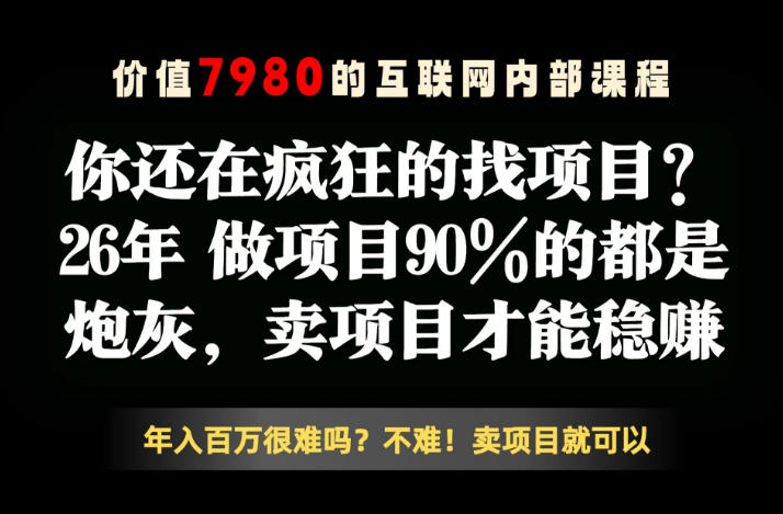 26年请不要疯狂的找项目了，卖项目远比你想象的暴利，你也可以月入10W+【揭秘】-保成圈-山云人力,分享创业咨询_最新网络项目资源