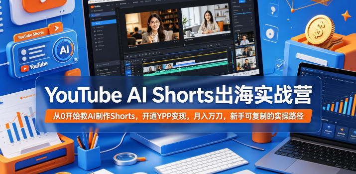 YouTube AI Shorts出海实战营，从0开始教AI制作Shorts，开通YPP变现，月入万刀，新手可复制的实操路径-保成圈-山云人力,分享创业咨询_最新网络项目资源