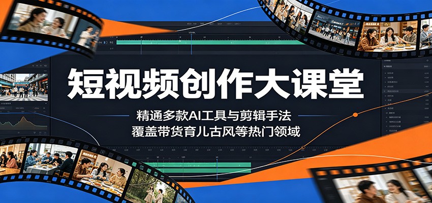 短视频创作大课堂：精通多款AI工具与剪辑手法，覆盖带货、育儿、古风等热门领域-保成圈-山云人力,分享创业咨询_最新网络项目资源