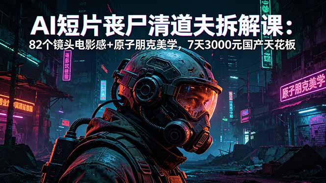 AI短片《丧尸清道夫》拆解课：82个镜头电影感+原子朋克美学，7天3000元国产天花板-保成圈-山云人力,分享创业咨询_最新网络项目资源