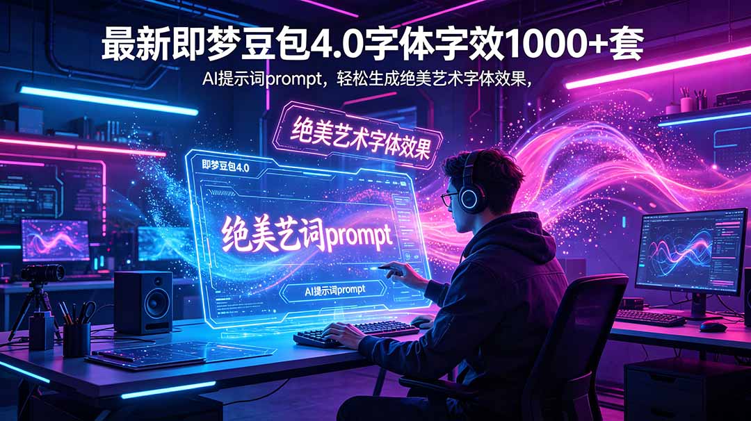 最新即梦豆包4.0字体字效1000+套，AI提示词prompt，轻松生成绝美艺术字体效果-保成圈-山云人力,分享创业咨询_最新网络项目资源