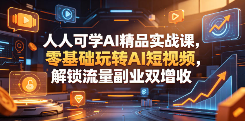 人人可学AI精品实战课，零基础玩转AI短视频，解锁流量副业双增收-保成圈-山云人力,分享创业咨询_最新网络项目资源