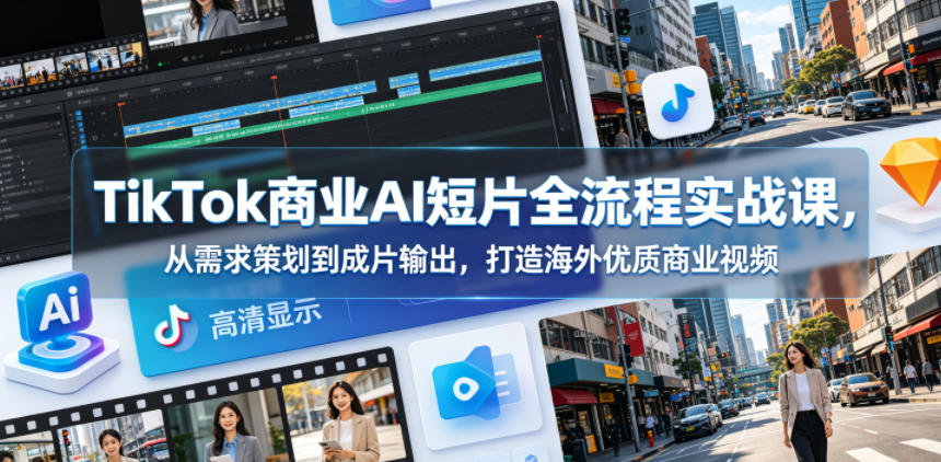 TikTok商业AI短片全流程实战课，从需求策划到成片输出，打造海外优质商业视频-保成圈-山云人力,分享创业咨询_最新网络项目资源