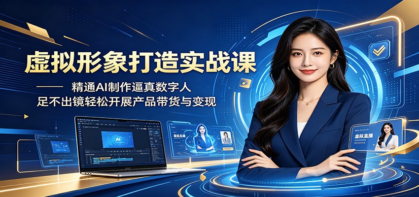 虚拟形象打造实战课：精通AI制作逼真数字人，足不出镜轻松开展产品带货与变现-保成圈-山云人力,分享创业咨询_最新网络项目资源