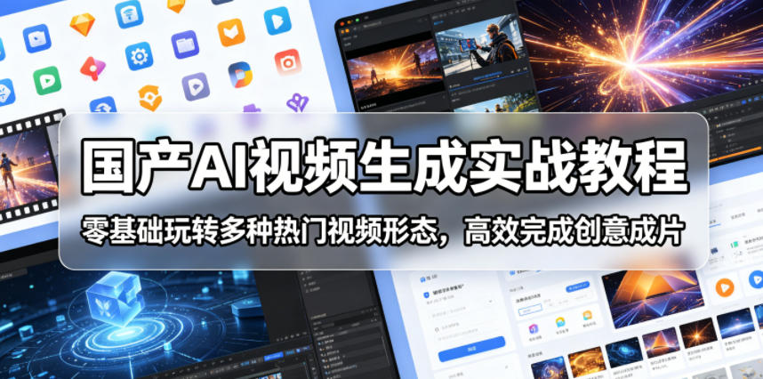 国产AI视频生成实战教程，零基础玩转多种热门视频形态，高效完成创意成片-保成圈-山云人力,分享创业咨询_最新网络项目资源