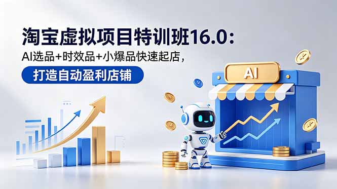淘宝虚拟项目特训班16.0：AI选品+时效品+小爆品快速起店，打造自动盈利店铺-保成圈-山云人力,分享创业咨询_最新网络项目资源