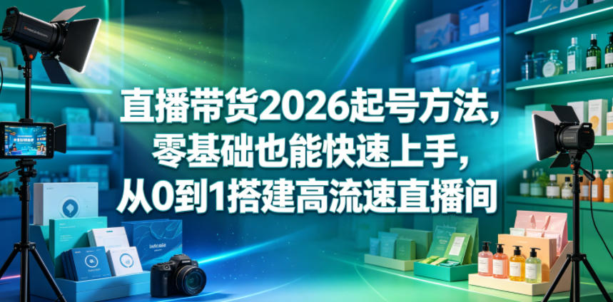 直播带货2026起号方法，零基础也能快速上手，从0到1搭建高流速直播间-保成圈-山云人力,分享创业咨询_最新网络项目资源
