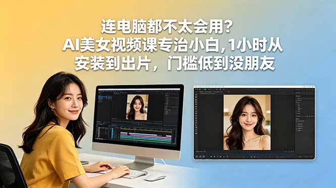 连电脑都不太会用？AI美女视频课专治小白，1小时从安装到出片，门槛低到没朋友-保成圈-山云人力,分享创业咨询_最新网络项目资源