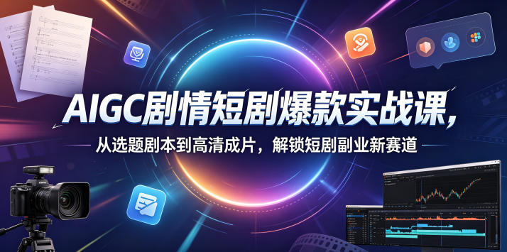 AIGC剧情短剧爆款实战课，从选题剧本到高清成片，解锁短剧副业新赛道-保成圈-山云人力,分享创业咨询_最新网络项目资源