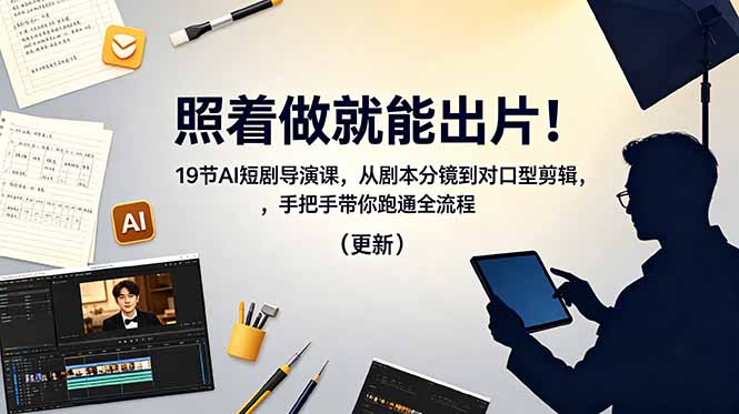 照着做就能出片！19节AI短剧导演课，从剧本分镜到对口型剪辑，手把手带你跑通全流程(更新-保成圈-山云人力,分享创业咨询_最新网络项目资源