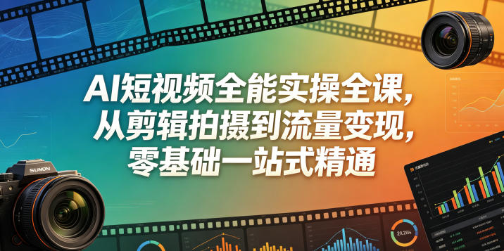 AI短视频全能实操全课，从剪辑拍摄到流量变现，零基础一站式精通-保成圈-山云人力,分享创业咨询_最新网络项目资源