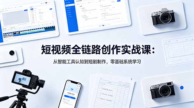 短视频全链路创作实战课：从智能工具认知到短剧制作，零基础系统学习-保成圈-山云人力,分享创业咨询_最新网络项目资源