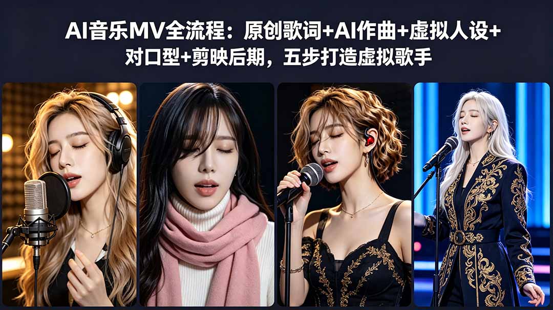 AI音乐MV全流程：原创歌词+AI作曲+虚拟人设+对口型+剪映后期，五步打造虚拟歌手-保成圈-山云人力,分享创业咨询_最新网络项目资源
