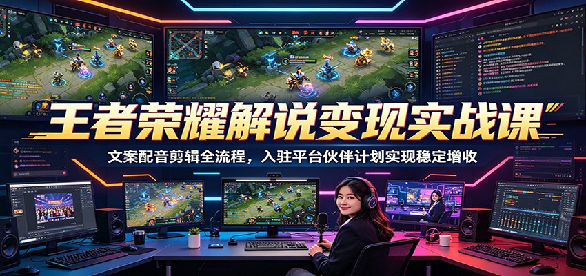 王者荣耀解说变现实战课：文案配音剪辑全流程，入驻平台伙伴计划实现稳定增收-保成圈-山云人力,分享创业咨询_最新网络项目资源