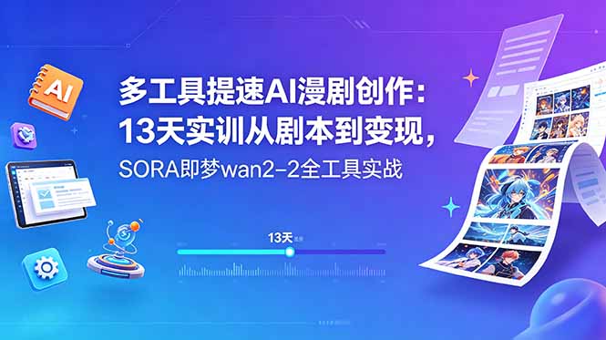 多工具提速AI漫剧创作：13天实训从剧本到变现，SORA即梦wan2-2全工具实战-保成圈-山云人力,分享创业咨询_最新网络项目资源