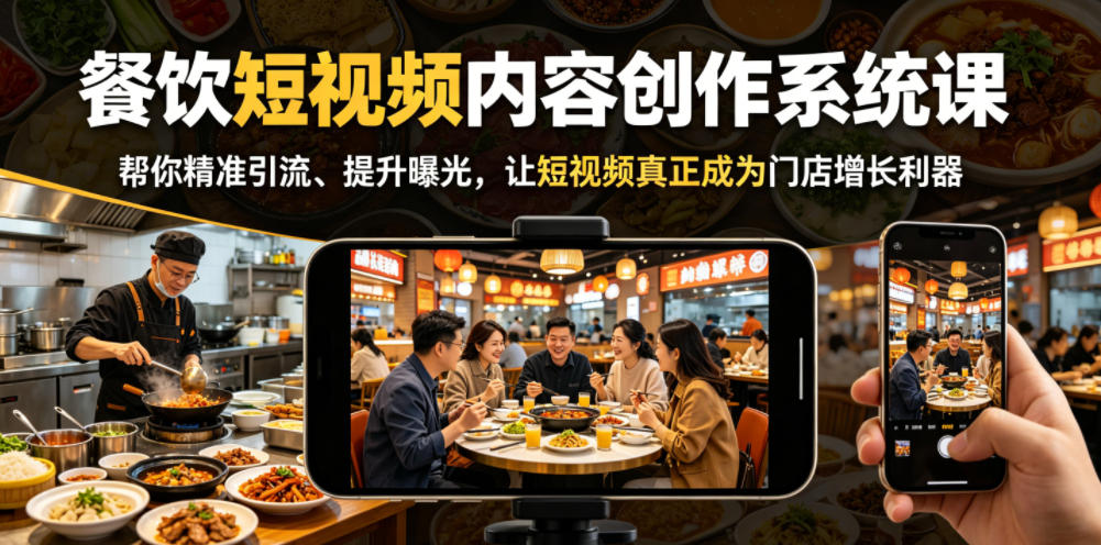 餐饮短视频内容创作系统课，帮你精准引流、提升曝光，让短视频真正成为门店增长利器-保成圈-山云人力,分享创业咨询_最新网络项目资源