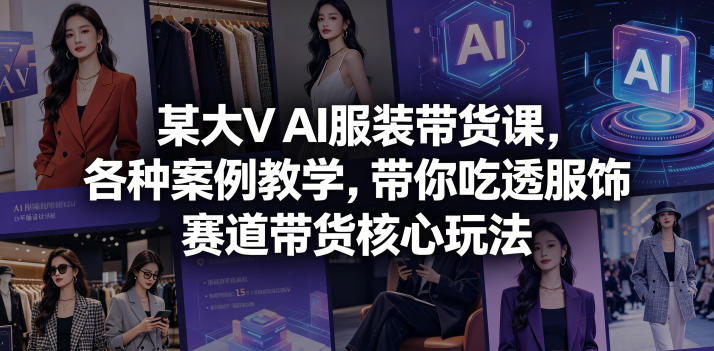 某大V AI服装带货课，各种案例教学，带你吃透服饰赛道带货核心玩法-保成圈-山云人力,分享创业咨询_最新网络项目资源