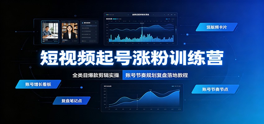 短视频起号涨粉训练营：全类目爆款剪辑实操，账号节奏规划复盘落地教程-保成圈-山云人力,分享创业咨询_最新网络项目资源