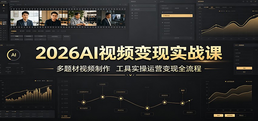 2026AI视频变现实战课：多题材视频制作，工具实操运营变现全流程-保成圈-山云人力,分享创业咨询_最新网络项目资源