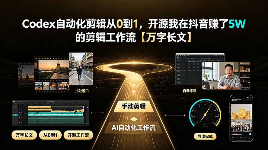 Codex自动化剪辑从0到1，开源我在抖音赚了5W 的剪辑工作流【万字长文】-保成圈-山云人力,分享创业咨询_最新网络项目资源