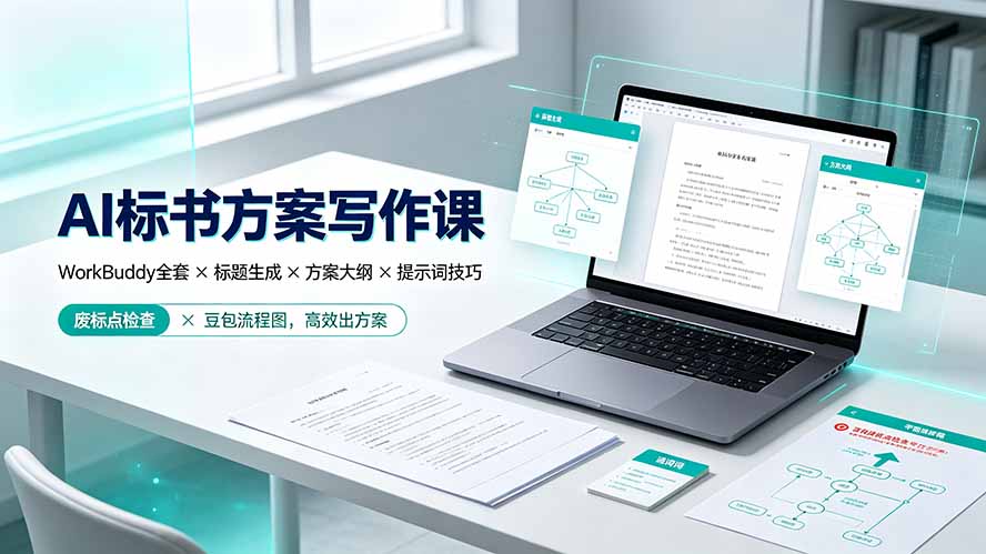 AI标书方案写作课：WorkBuddy全套×标题生成×方案大纲×提示词技巧×废标点检查×豆包流程图，高效出方案-保成圈-山云人力,分享创业咨询_最新网络项目资源
