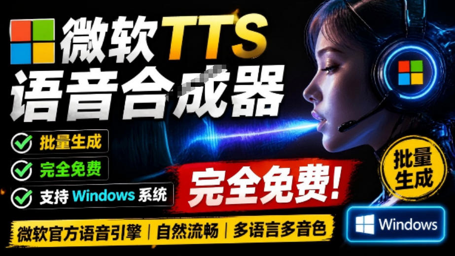 微软TTS免费语音配音生成器，完全免费，支持多语音、多音色选择，Windows系统专用TTS语音合成器-保成圈-山云人力,分享创业咨询_最新网络项目资源