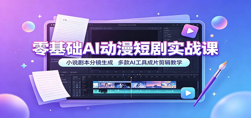零基础AI动漫短剧实战课：小说剧本分镜生成，多款AI工具成片剪辑教学-保成圈-山云人力,分享创业咨询_最新网络项目资源