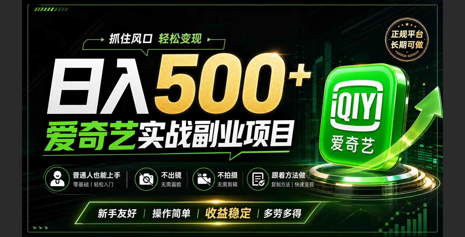 普通人必做的爱奇艺赛道变现!稳定日500+,翻身的机会真来了!抓住风口！-保成圈-山云人力,分享创业咨询_最新网络项目资源