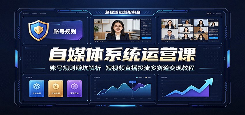 自媒体系统运营课：账号规则避坑解析，短视频直播投流多赛道变现教程-保成圈-山云人力,分享创业咨询_最新网络项目资源