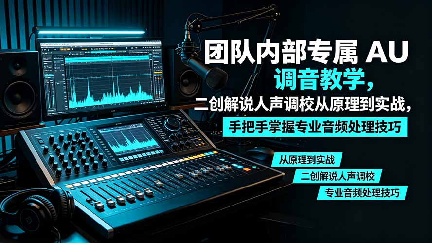 某大佬团队内部专属 AU 调音教学，二创解说人声调校从原理到实战，手把手掌握专业音频处理技巧-保成圈-山云人力,分享创业咨询_最新网络项目资源