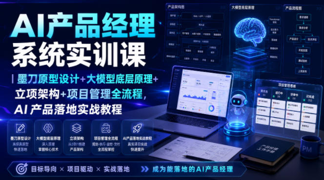 AI产品经理系统实训课｜墨刀原型设计+大模型底层原理+立项架构+项目管理全流程，AI产品落地实战教程-保成圈-山云人力,分享创业咨询_最新网络项目资源