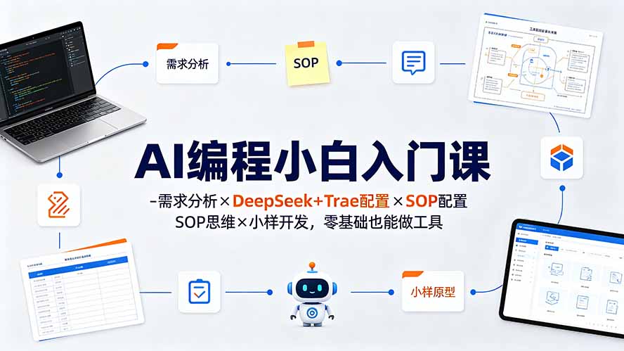 AI编程小白入门课-需求分析×DeepSeek+Trae配置×SOP思维×小样开发，零基础也能做工具-保成圈-山云人力,分享创业咨询_最新网络项目资源
