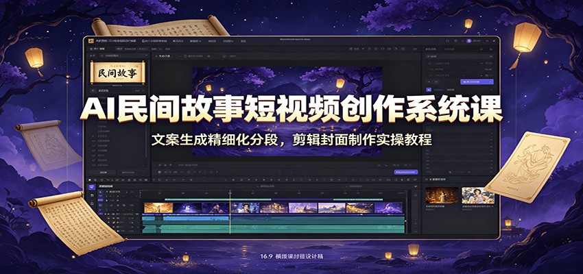 AI民间故事短视频创作系统课：文案生成精细化分段，剪辑封面制作实操教程-保成圈-山云人力,分享创业咨询_最新网络项目资源