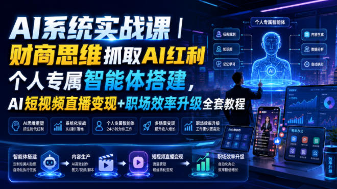 AI系统实战课｜财商思维抓取AI红利｜个人专属智能体搭建，AI短视频直播变现+职场效率升级全套教程-保成圈-山云人力,分享创业咨询_最新网络项目资源