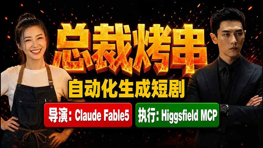 《总裁烤串》真人短剧全自动诞生！Claude Fable5 当导演，Higgsfield MCP 执行！-保成圈-山云人力,分享创业咨询_最新网络项目资源