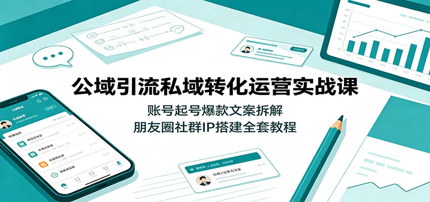 公域引流私域转化运营实战课：账号起号爆款文案拆解，朋友圈社群IP搭建全套教程-保成圈-山云人力,分享创业咨询_最新网络项目资源