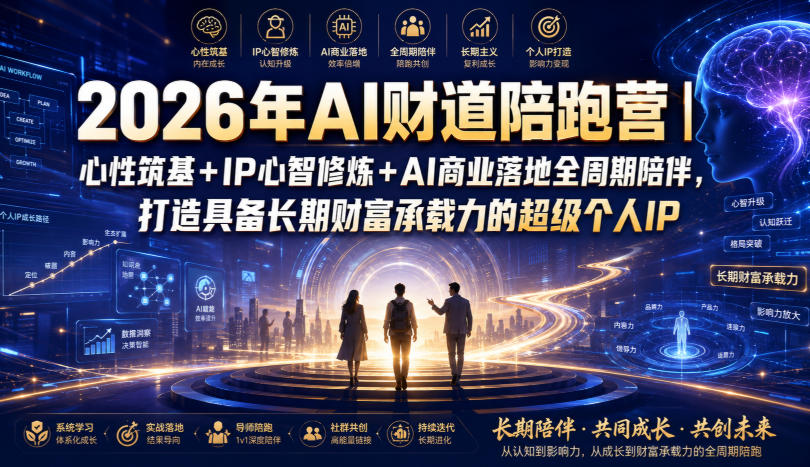 2026年AI财道陪跑营｜心性筑基+IP心智修炼+AI商业落地全周期陪伴，打造具备长期财富承载力的超级个人IP-保成圈-山云人力,分享创业咨询_最新网络项目资源