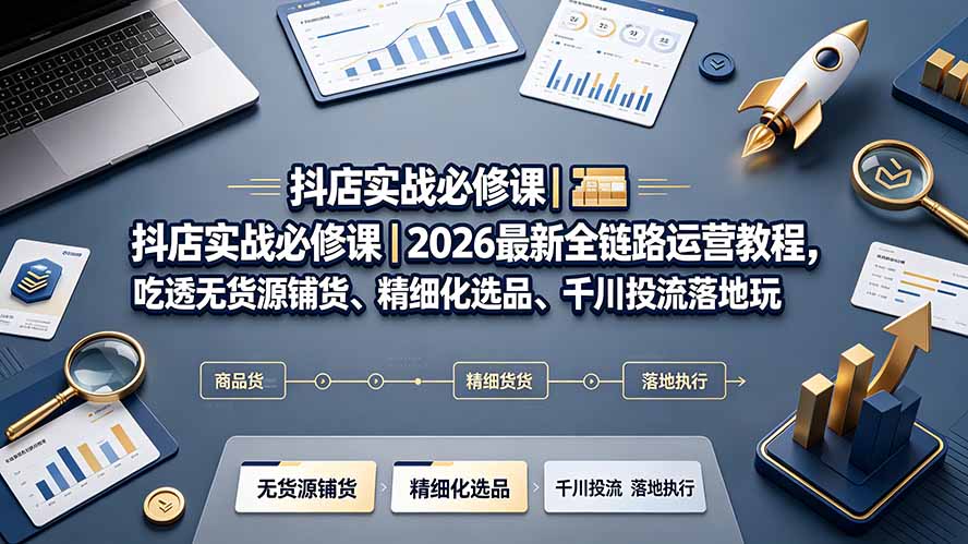 抖店实战必修课｜2026最新全链路运营教程，吃透无货源铺货、精细化选品、千川投流落地玩法-保成圈-山云人力,分享创业咨询_最新网络项目资源