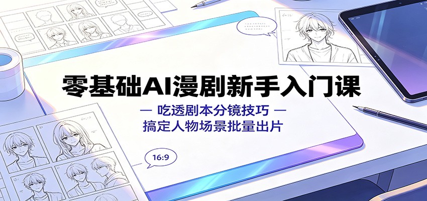 零基础AI漫剧新手入门课：吃透剧本分镜技巧，搞定人物场景批量出片-保成圈-山云人力,分享创业咨询_最新网络项目资源
