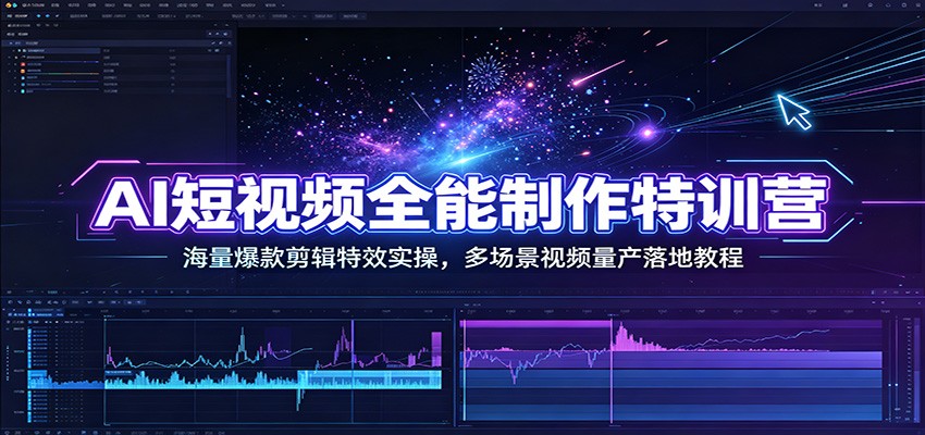 AI短视频全能制作特训营：海量爆款剪辑特效实操，多场景视频量产落地教程-保成圈-山云人力,分享创业咨询_最新网络项目资源