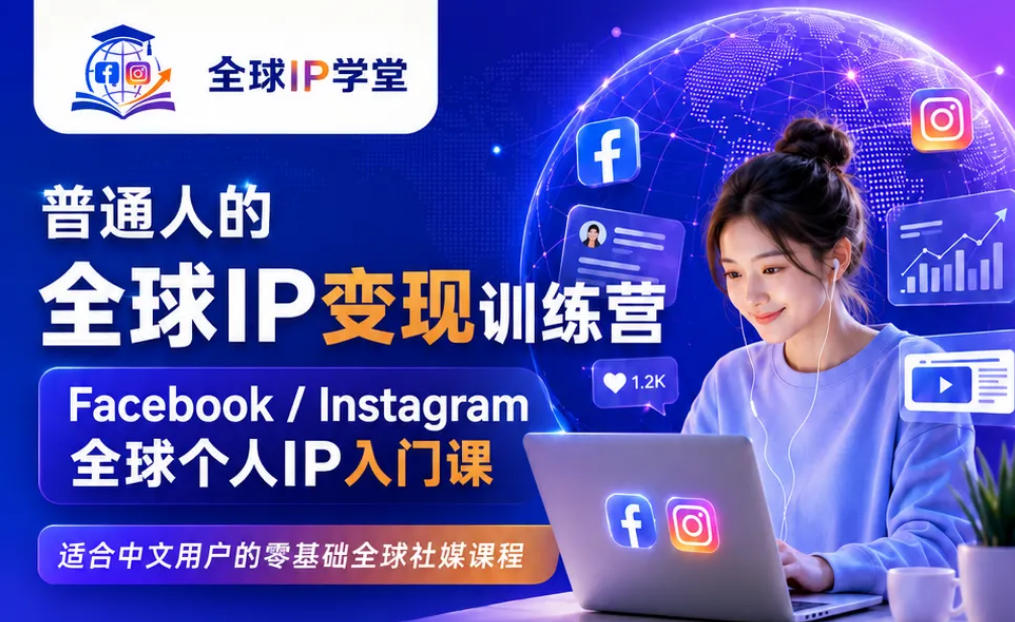 普通人的全球IP变现训练营，Facebook/Instagram全球个人IP入门课，零基础全球社媒课程-保成圈-山云人力,分享创业咨询_最新网络项目资源