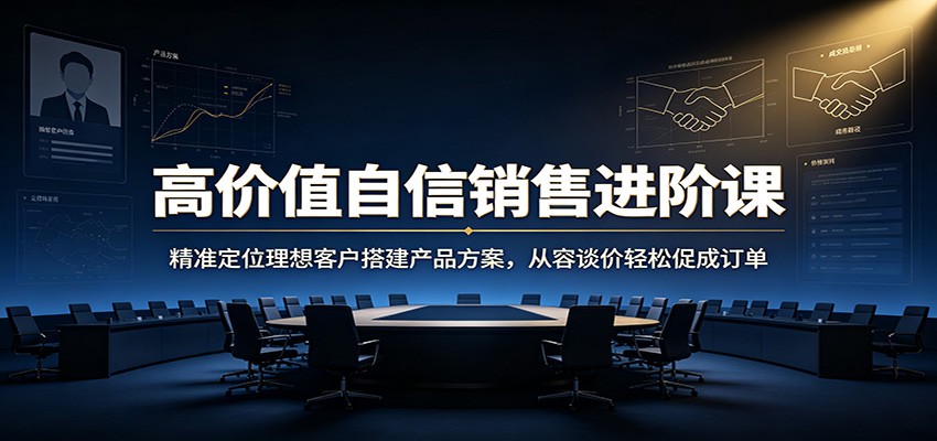 高价值自信销售进阶课：精准定位理想客户搭建产品方案，从容谈价轻松促成订单-保成圈-山云人力,分享创业咨询_最新网络项目资源