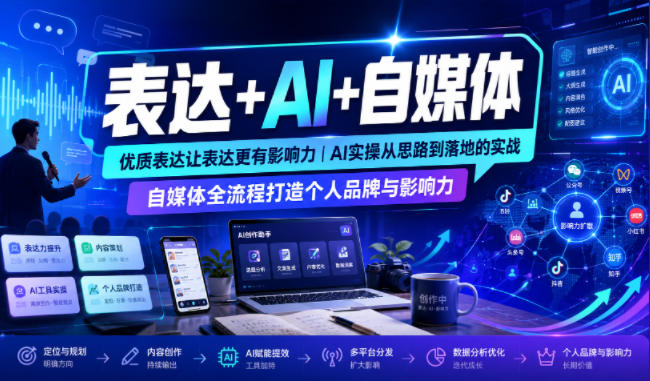 表达+AI+自媒体，优质表达让表达更有影响力|AI实操从思路到落地的实战|自媒体全流程打造个人品牌与影响力-保成圈-山云人力,分享创业咨询_最新网络项目资源