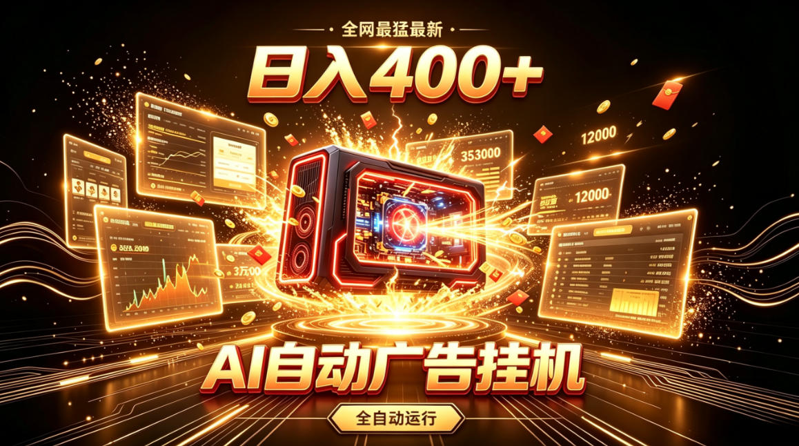 全网最猛最新的AI自动广告挂G，狠收益日入400+，真正做到躺賺式变现【揭秘】-保成圈-山云人力,分享创业咨询_最新网络项目资源