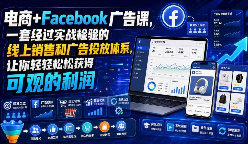 电商+Facebook广告课，一套经过实战检验的线上销售和广告投放体系，让你轻轻松松获得可观的利润【原创双语字幕】-保成圈-山云人力,分享创业咨询_最新网络项目资源