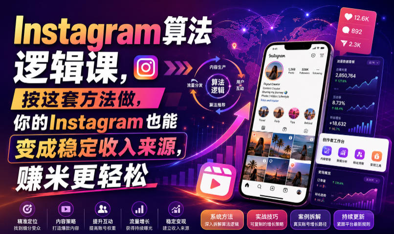 Instagram算法逻辑课，按这套方法做，你的Instagram也能变成稳定收入来源，賺米更轻松【原创双语字幕】-保成圈-山云人力,分享创业咨询_最新网络项目资源