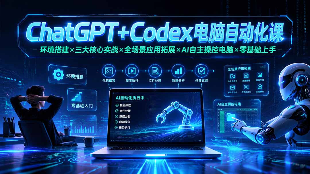 ChatGPT+Codex电脑自动化课：环境搭建×三大核心实战×全场景应用拓展×AI自主操控电脑×零基础上手-保成圈-山云人力,分享创业咨询_最新网络项目资源
